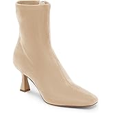 Coutgo Womens Kitten Heel Ankle Boots Square Toe Side Zipper Dressy Booties Fall Shoes