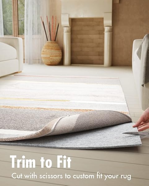 NON SLIP RUG PAD GRIPPER – 8X10 FEET 1/4” EXTRA THICK FELT UNDER RUG FOR AREA RUGS AND HARDWOOD FLOORS,SUPER CUSHIONED NON SKID CARPET PADDING