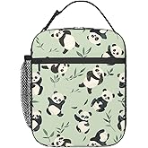 ainori Reusable Cute Panda Lunch Box for Kids Girls Boys Women Adult, Insulated Animal Lunch Bag,Polyester Cooler Handbags Case for School Picnic Work Travel Outdoor Beach or Hiking (Green)