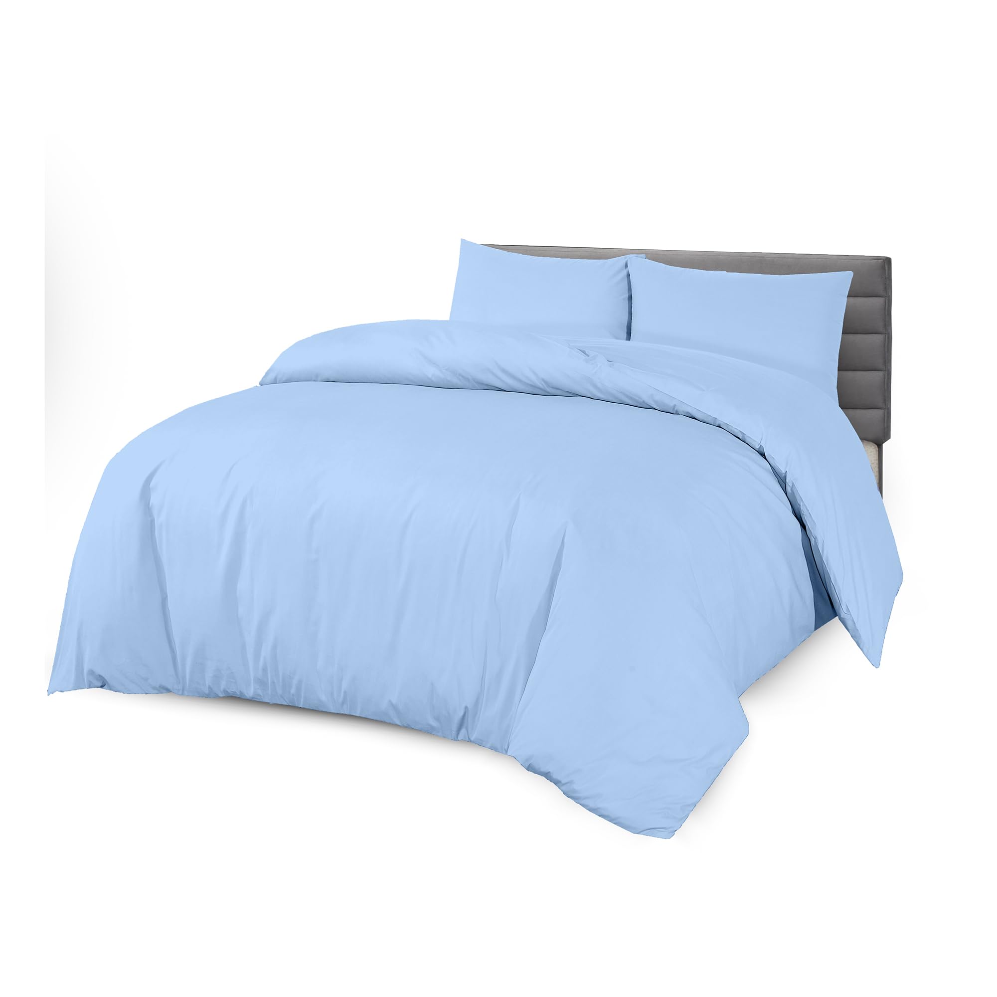 Sapphire Collection 100% Egyptian Cotton 300 Thread Count Duvet Cover With Pillow Case Bedding Set (Super King, Blue)