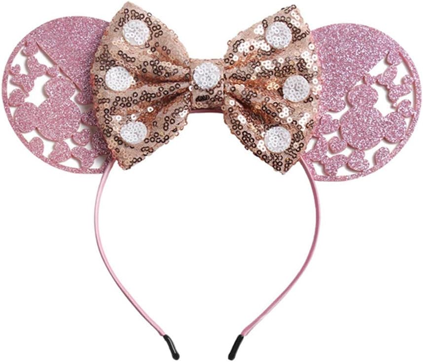 1PC Mouse Ears Hairband Big Glitter Minnie Hairband For Girls Party DIY Bow Headband Hair Accessories
