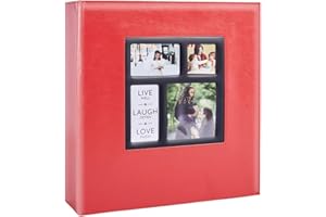 Artmag Photo Picutre Album 4x6 1000 Photos, Extra Large Capacity Leather Cover Wedding Family Photo Albums Holds 1000 Horizontal and Vertical 4x6 Photos with Black Pages (Red)