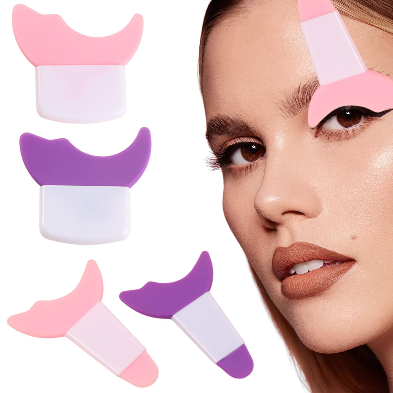 3pcs Eyeliner Stencils, Silicone Winged Eyeliner Tool Helper for Beginners Eyeliner Stencils Wing Tips Multi-Purpose Eye Make-Up Tool for Eyeliner, Eyelash, Eyebrow, Lip Line, Face Contour