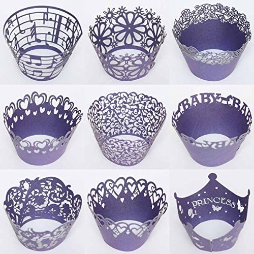 SophieBella 60 pcs 5 packs mixed Purple Lace-Cupcake-Wrapper for Holiday