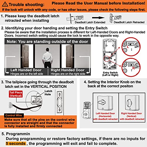 BESTTEN Classic Electronic Deadbolt, Keyless Entry Keypad Lock