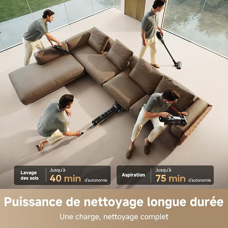 H14 Dual 5-en-1 Aspirateur Laveur, Solution à Rapport Intelligent