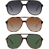 YDAOWKN Retro Square Aviator Sunglasses for Womens Mens Vintage 70s Double Bridge Sun Glasses