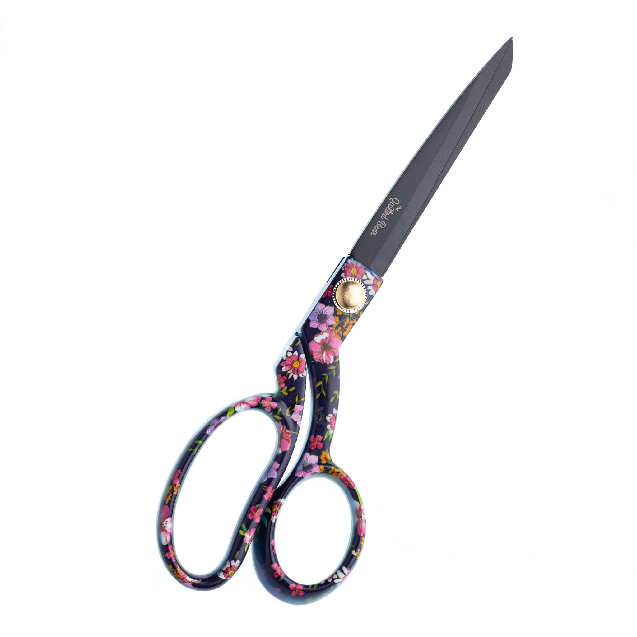 The Quilted Bear Fabric Scissors - 8.5" (21.5cm) Titanium Precision Blade Sharp Heavy Duty Sewing Scissors for Sewing for Fabric, Crafting & Quilting with Multiple Designs Available (Floral Print)