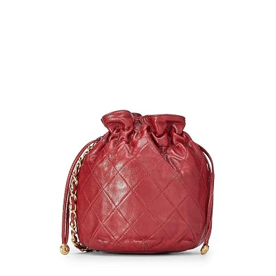 CHANEL Red Quilted Lambskin Bucket Bag Mini Pre-Owned