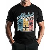 Men's Graphic T-Shirts, Vacation Hawall Beach Retro Tees Crewneck Short Sleeve Tops Summer Gym Casual Streetwear