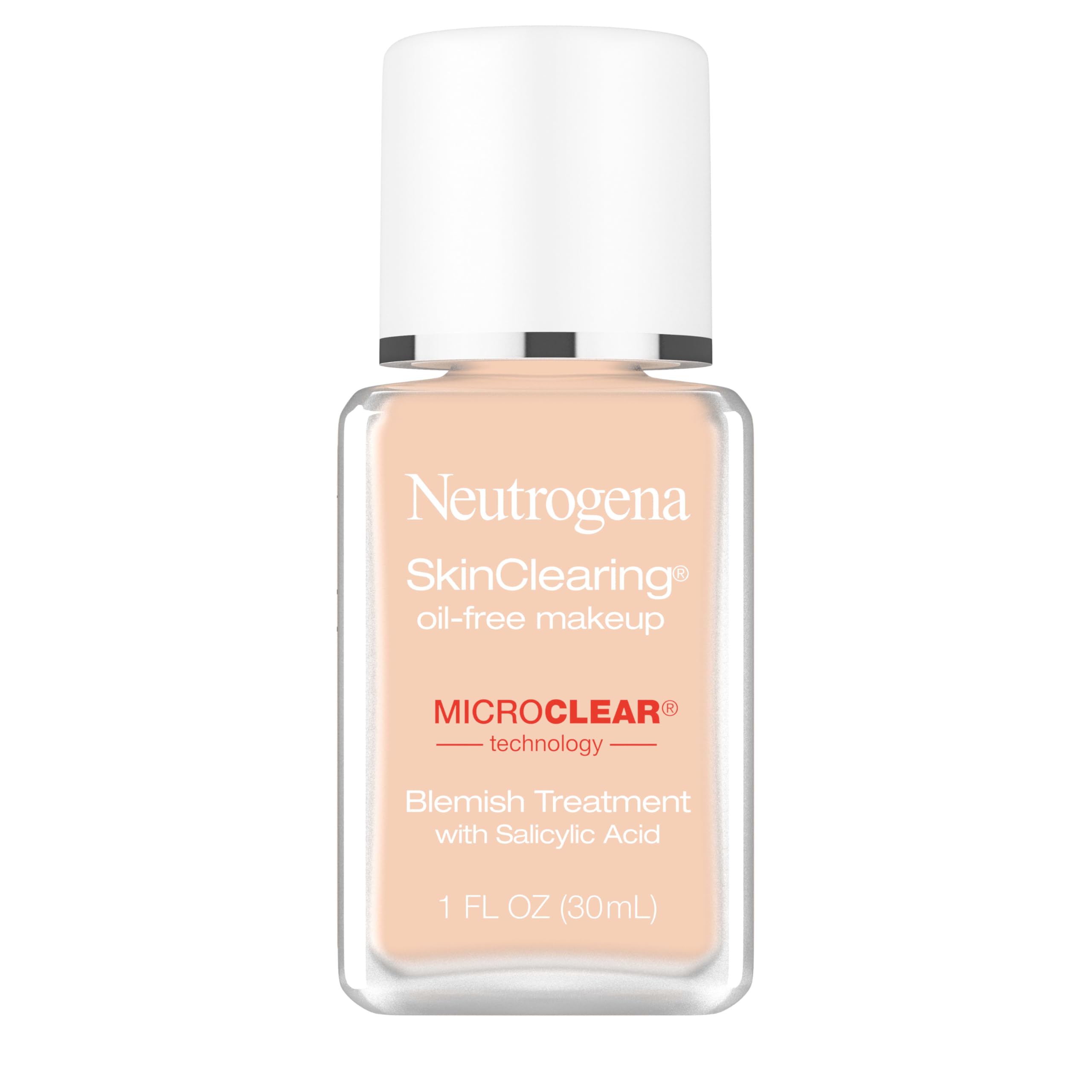 Photo 1 of Neutrogena SkinClearing Oil-Free Acne and Blemish Fighting Liquid Foundation with.5% Salicylic Acid Acne Medicine, Shine Controlling Makeup for Acne Prone Skin, 40 Nude, 1 fl. oz