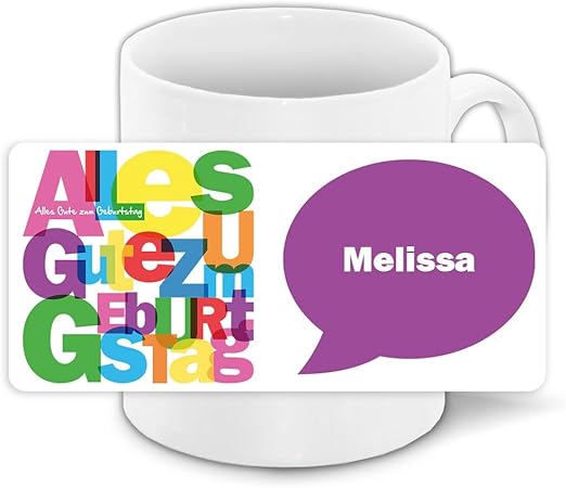 Mug Anniversaire Avec Nom Et Motif Bariol Melissa Joyeux Anniversaire Amazon Fr Cuisine Maison