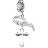 jiulegufa Breast Cancer Charms 925 Sterling Silver Breast Cancer Awareness Charm for Bracelets Breast Cancer Survivor Gifts for Women