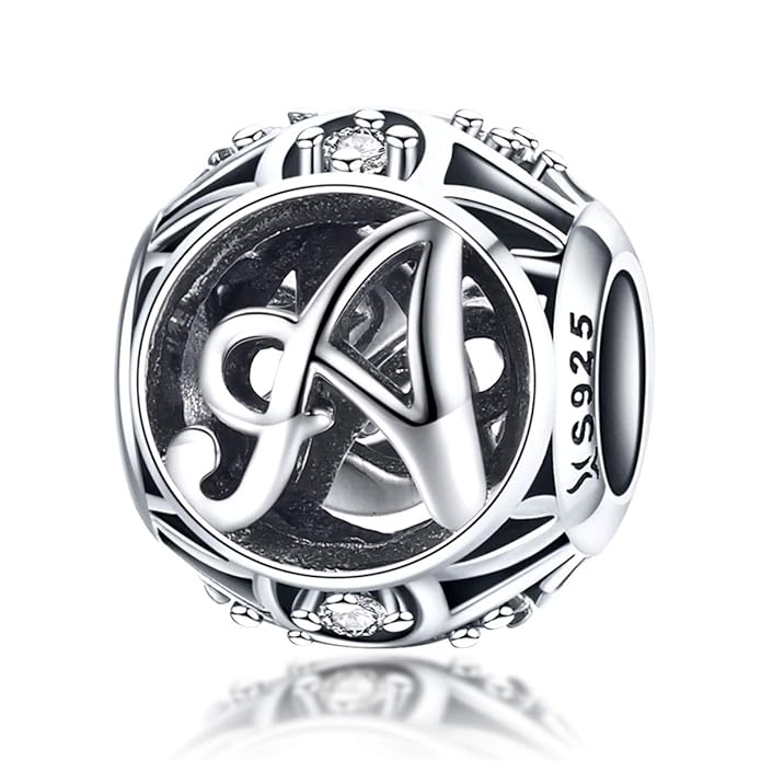 100% echtes 925 Sterling Silber Vintage A bis Z klare CZ Alphabet Buchstaben Beads für Charm-Armbänder, Armreifen und Halsket