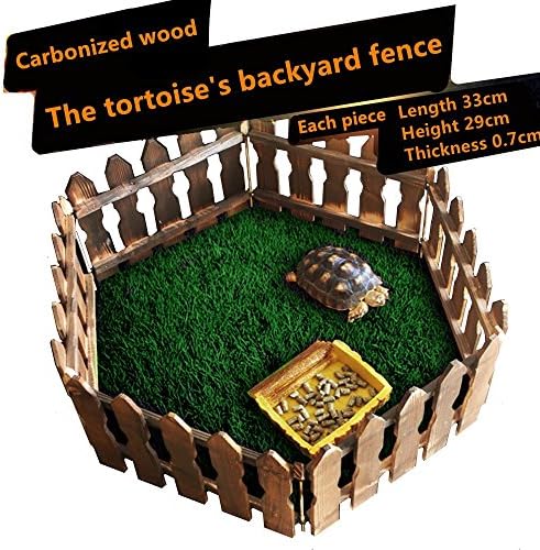 Miraculous Joy DIY Reptile Landscaping Carbonized wooden fence Crafts Wood Picket Fence for Tortoise Turtle Amphibious tank Small Animals (4 piece)