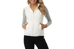 Fuinloth Women's Fleece Vest, Polar Soft Sleeveless Classic Fit with Zip up Pockets