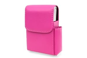 Boshiho PU Leather Cigarette Case with Lighter Holder Tobacco Pouch Best Gift for Men Women (Lichee Pattern Hot Pink)