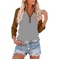 Womens 3/4 Sleeve Tops and Blouses Plus Size