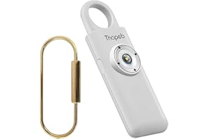 Thopeb–Personal Safety Alarm for Women by Self Defense Keychain – Rechargeable -135dB Siren, Strobe SOS Light and Key Chain in 7 Pop Colors (Metallic Silver)