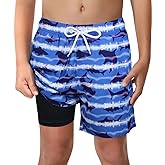 LUCOWEE Boys Swim Trunks with Compression Liner Comfortable Anti-Chafe Swimming Shorts Stretchy UPF Quick Dry Size 3T-20