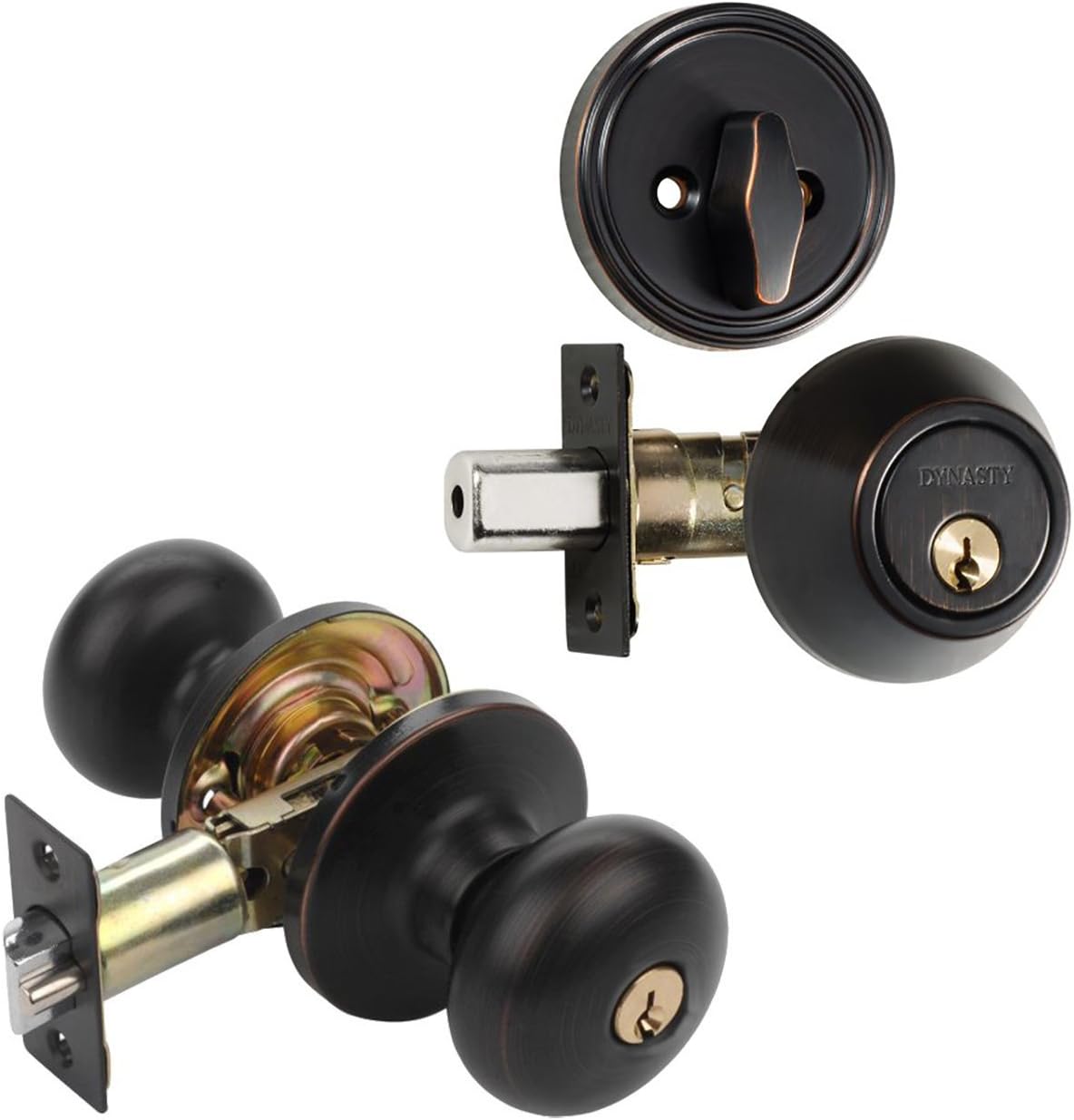 Building Hardware Supplies Front Door Entry Handleset With Tahoe Knob Aged Oil Rubbed Bronze Home Garden
