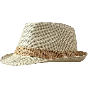 Straw Panama Jazz Hat Wide Brim Sun Fedora for Beach Travel Coffee