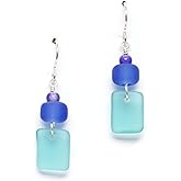 Sea Glass Mystic Earrings Sterling Drop Beach Earrings for Women by EcoSeaCo, using recycled and sustainable material. Handmade in the USA