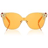 SOJOS Oversized Square Acetate Limited-Edition Sunglasses for Women with Star Accents UV400 Protection, Glowheart