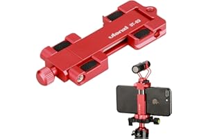 Ulanzi ST-03 Metal Smart Phone Tripod Mount with Cold Shoe Mount C/W Arca-Style Quick Release Plate for iPhone 12 Pro 11 Xs X 8 7 Plus Samsung Huawei, Cell Phone Holder Clip Adapter Red