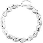 Chunky Silver Bead Necklace Sculptural Twisted Metal Choker Statement Jewelry Bold Modern Design