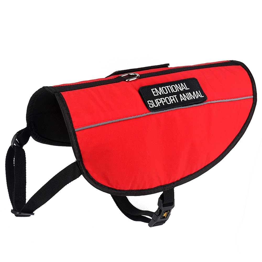 Photo 1 of Plutus Pet Emotional Support Dog Vest with Reflective Straps,Bright Red Fabric&Mesh Harness with 2 Free Removable Embroidery Emotional Support Animal Patches,XXS Girth 11-14"