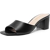 DREAM PAIRS Women's Low Heels Sandals Mule Heels Block Chunky Heeled Sandals Slide Sandals Slip on Square Toe Casual Dress Comfortable Pumps Shoes