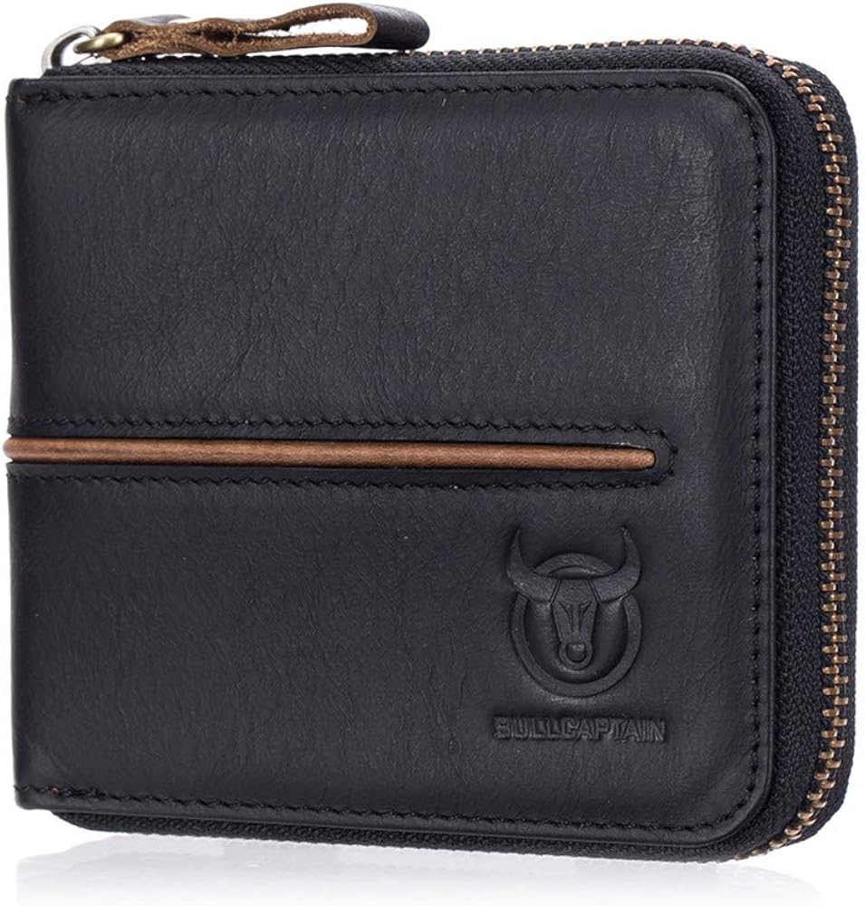 BULLCAPTAIN Cowhide Leather Men's Wallet Bifold Secure