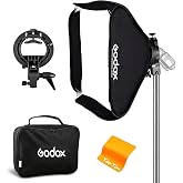 Godox Softbox 24"x24"/60x60cm with S-Type Speedlite Bracket &amp; Bag | S-Type bracket with built-in Bowens mount, for Godox V1 AD200 Pro II V860II/III TT685II TT600 TT350, For studio &amp; video