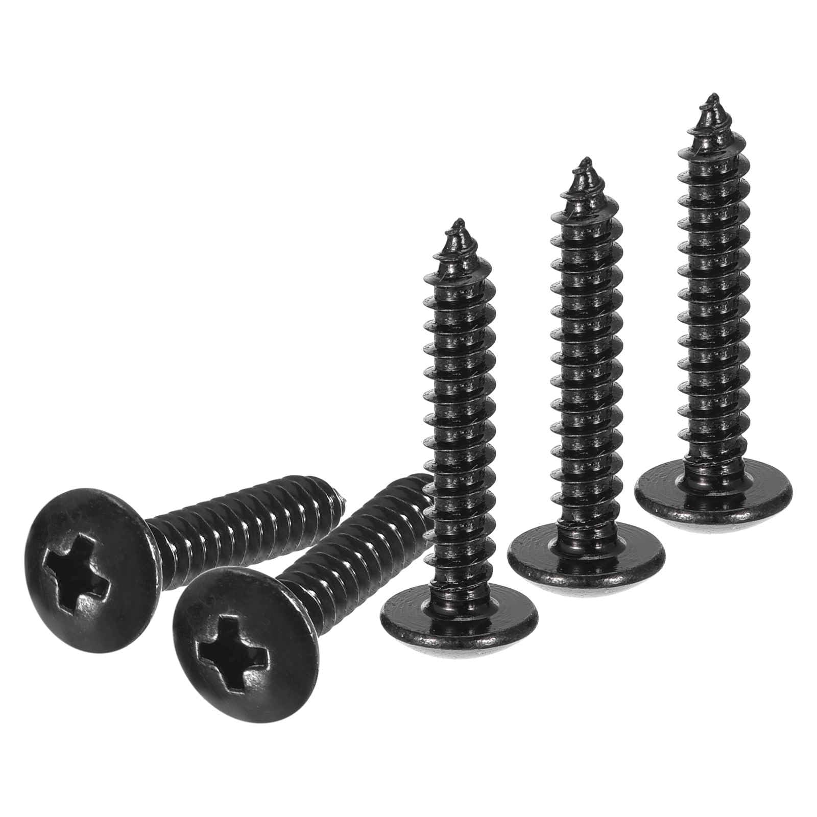 DTGN #8x1 Sheet Metal Screws - 100 Pack - for Wood, Furniture - 304 Stainless Steel Phillips Truss Head Self Tapping Tip Wood Screws - Black