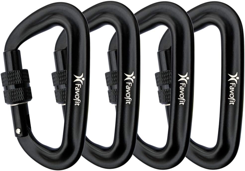 Favofit Ultra Sturdy Locking Carabiner Clips, 12KN (2697 lbs Each) Heavy Duty Caribeaners for Camping, Hiking, Outdoor & Gym etc, Small Carabiners for Dog Leash & Harness, Not for Climbing
