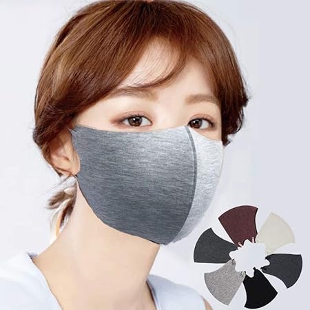 Amazon 春用マスク 洗える無地マスク ファッションマスク 息がしやすい 蒸れない 耳紐アジャスター付き ４枚入り 個別包装 高性能フィルター２枚付き 無地ネイビーf付き くまもと工房 布マスク