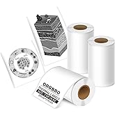 ORGBRO White Self-Adhesive Thermal Paper, Sticker Paper for X3/Z3 Portable Sticker Printer, Black on White, Mini Printer Paper for Journal, Photos, Study Notes -57mm × 3m per Roll, 3 Rolls