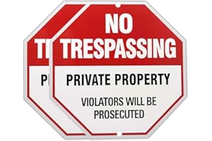DXSIGNS 2-Pack No Trespassing Private Property Signs, Aluminum Octagon 12x12 Inch - UV-Printed, Weatherproof & Durable, Perfect for Indoor & Outdoor Security Warning