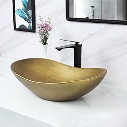Davivy 24.5'' X 13.8'' Gold Oval Vessel Sink with