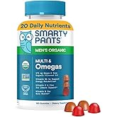 SmartyPants Multivitamin for Men, Organic Gummies: Methylfolate, Omega 3 (ALA), Vitamin D3, C, Vitamin B12, B6, A, K & Zinc f