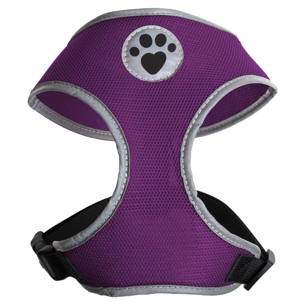 iGadgitz Home U7056 - Sweat-Proof Dog Harness, Puppy Harness, Walking Dog Vest in with Reflective High Visibility Piping & Secure Lockable buckle - Purple - Medium