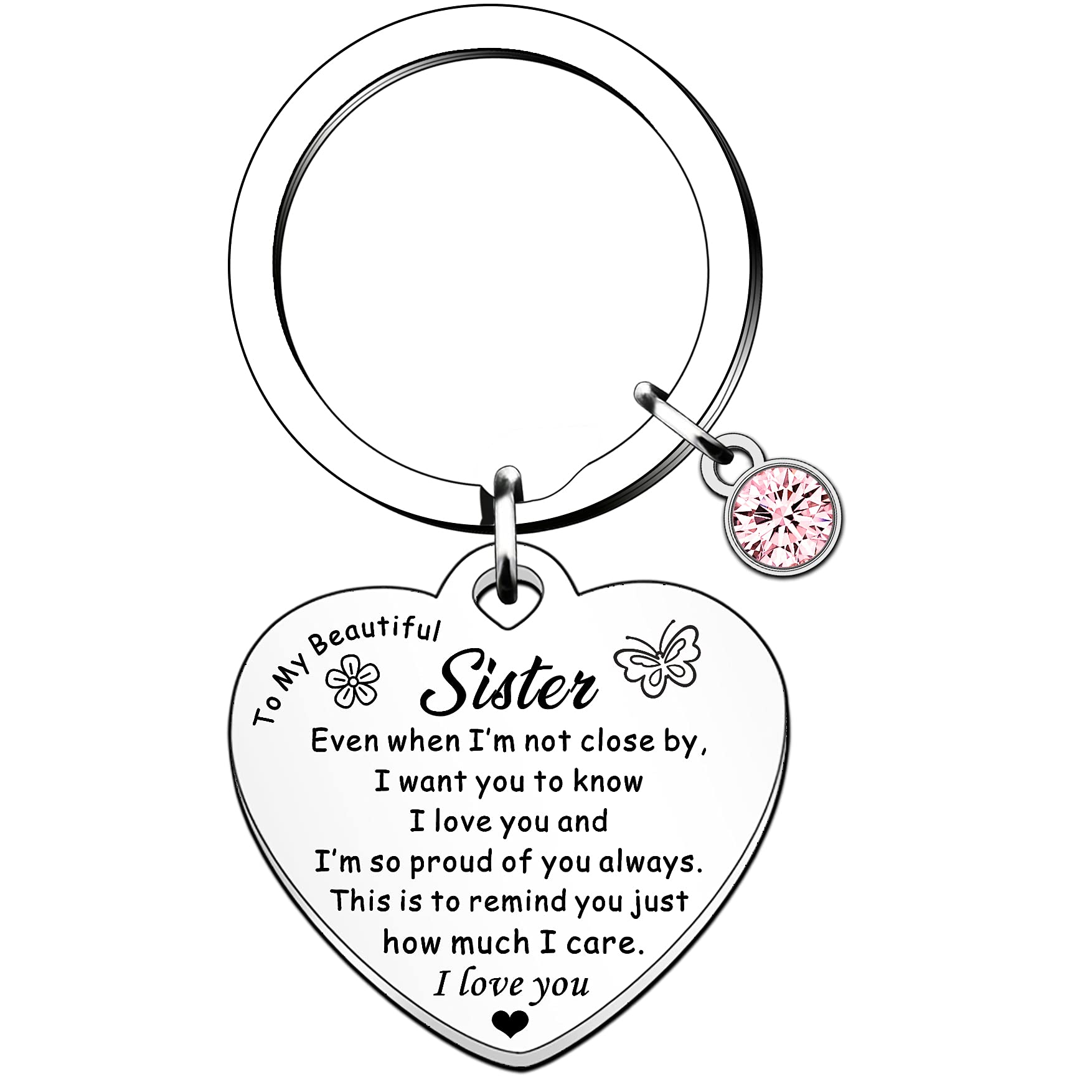 HULALA Sister Gifts From Sister Keyring Heart Keychain To My Beautiful Sister Birthday Christmas Long Distance Gifts