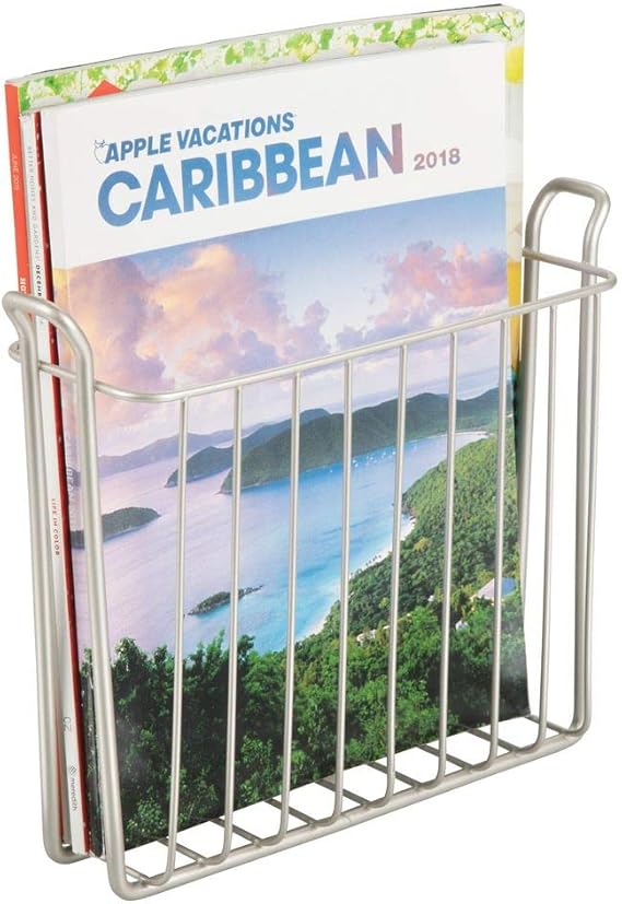 mDesign Decorative Modern Metal Wall Mount Magazine Holder