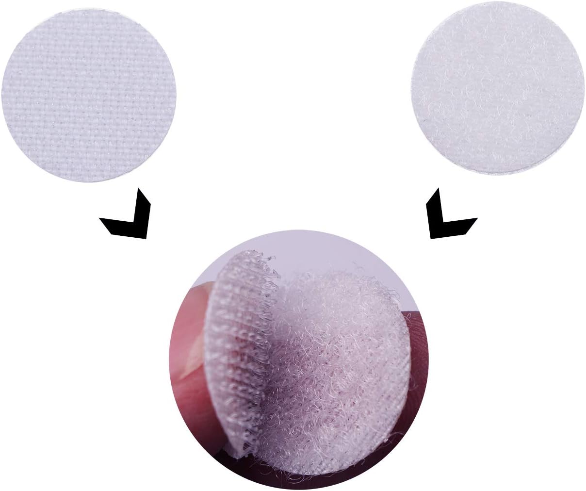 Mini Skater 300Pcs (150 Pairs) 20 mm/0.78 Inch Diameter Self Adhesive Nylon Sticky Back Coins Hook Loop Strips Fastener Round Dot Stickers Tapes for Hanging Sewing Clothing Kids Crafts (White)