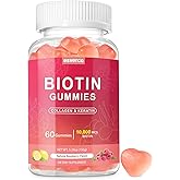 esverco Biotin 10000mcg Keratin Collagen Gummies Supplements Hair Nails Vitamins Daily Hair Nail Growth & Strengthener Gummies for Women Vegan Biotin and Vitamin C Gummy 60 Count