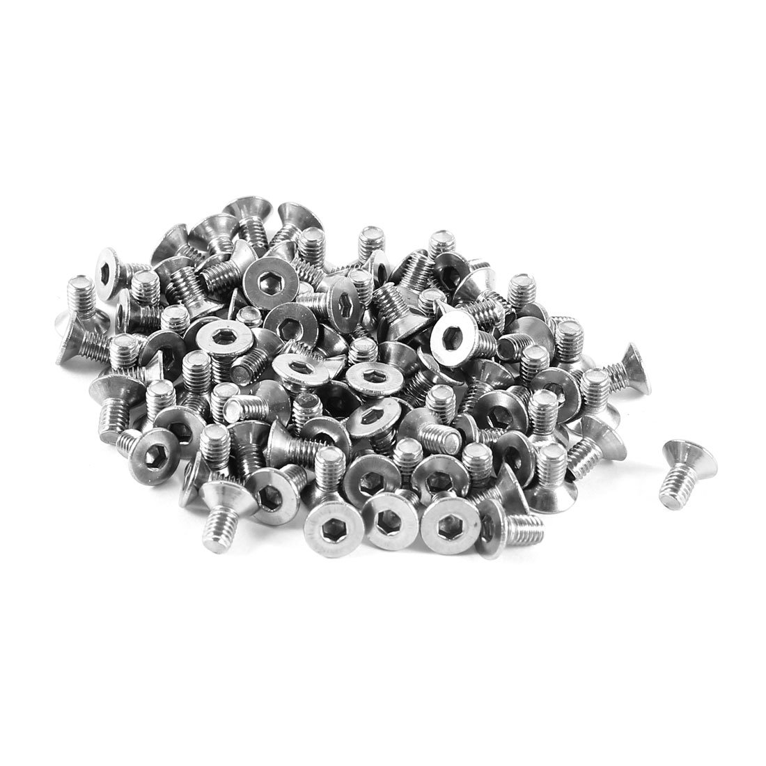 Sourcingmap 100pcs 304HC Stainless Steel Hex Countersunk Flat Bolts Screws M3x6mm