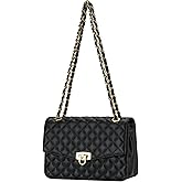 Terrae Haloise Quilted Crossbody Bag for Women, Vegan Leather Small Shoulder Purse with Chain Strap,Medium Clutch Handbag