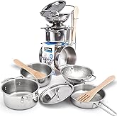 8 PCS Stainless Steel Play Pots and Pans Toys for Kids-Kitchen Playset Pretend Game Toys Cookware Cooking Utensils,Children Kitchen Accessories Set,Great Learning Gifts for Toddler & Boys Girls