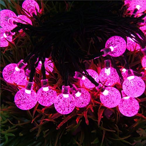 Solalight 30LED 6M Solar Balls String Light Outdoor Waterproof LED lights Decorative for Christmas / Garden / Home - Festive Bubble Lighting - Pink